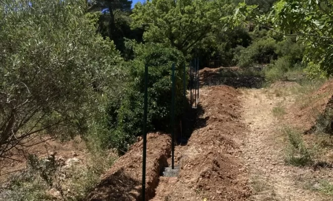 Création d'une clôture "anti sanglier" sur restanques, Clermont-l'Hérault, ABJ ENVIRONNEMENT