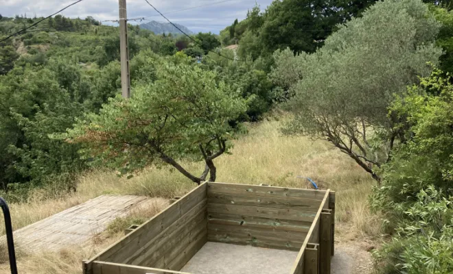 Pose d'une piscine bois hors sol + création d'une terrasse bois sur pilotis, Clermont-l'Hérault, ABJ ENVIRONNEMENT